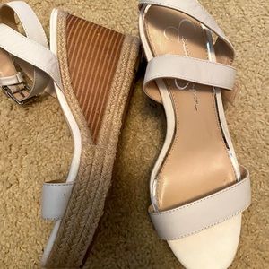 Jessica Simpson Womens Maylra Bright White Nappa Open Toe Platform Heel Sandals